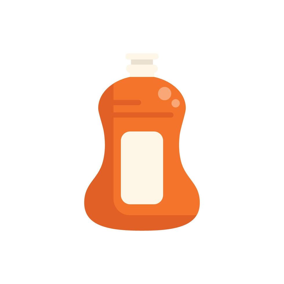 Orange plastic detergent bottle with blank label sitting vector