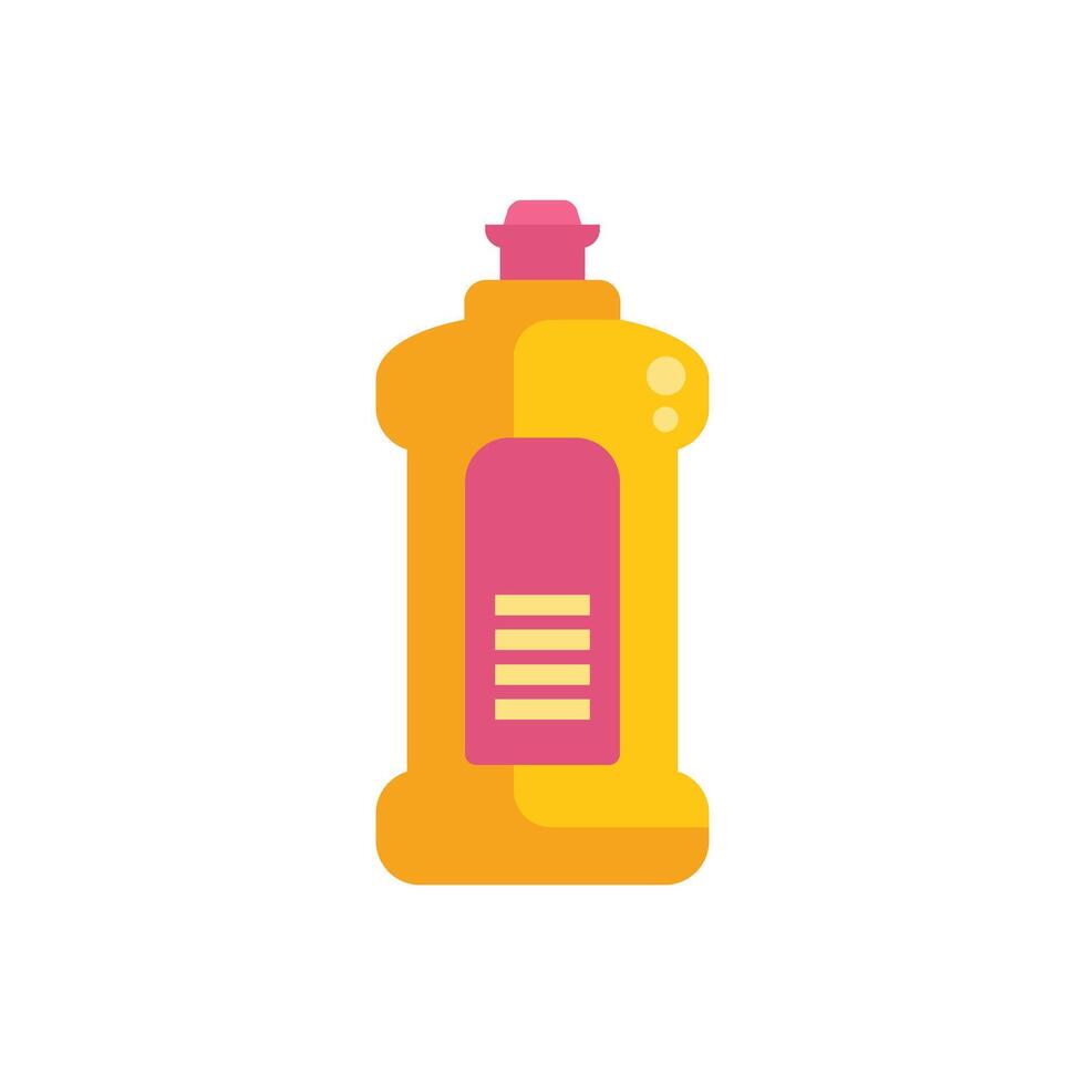 Yellow plastic bottle containing cleaning product with pink label vector