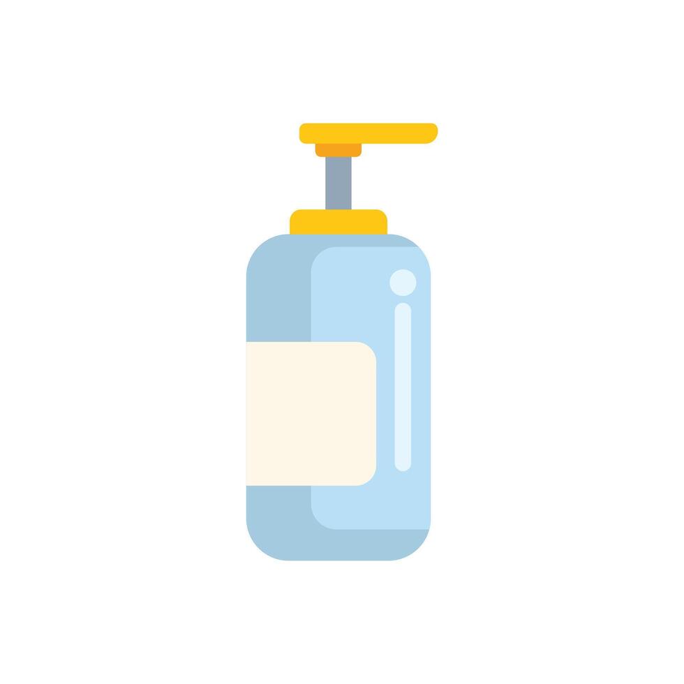 Blue plastic bottle with pump dispenser for liquid soap vector