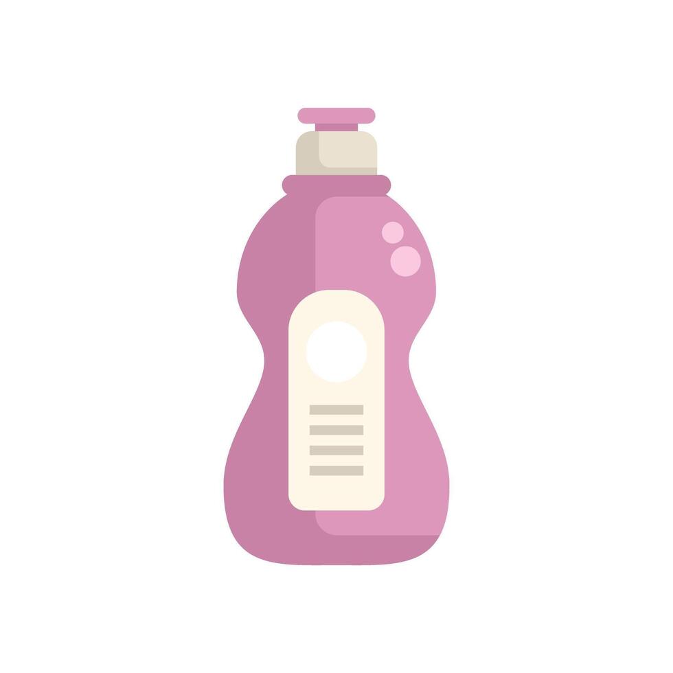 Pink plastic bottle containing cleaning product or shampoo with blank label vector