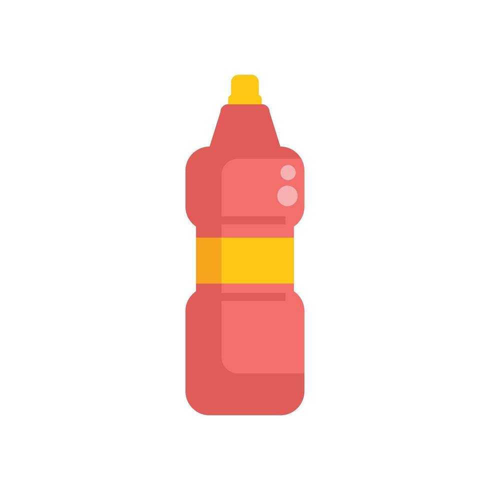 Red plastic detergent bottle with yellow label for laundry cleaning vector