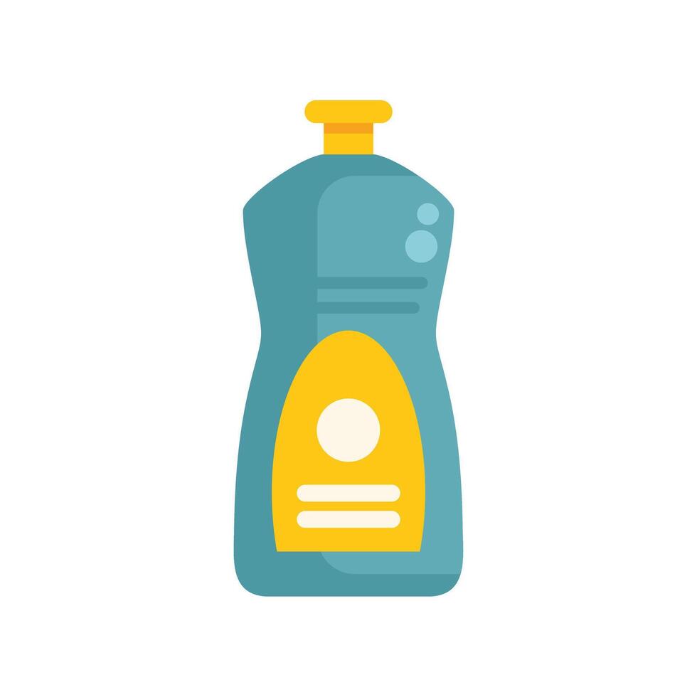 Detergent plastic bottle with yellow label is standing on white background vector