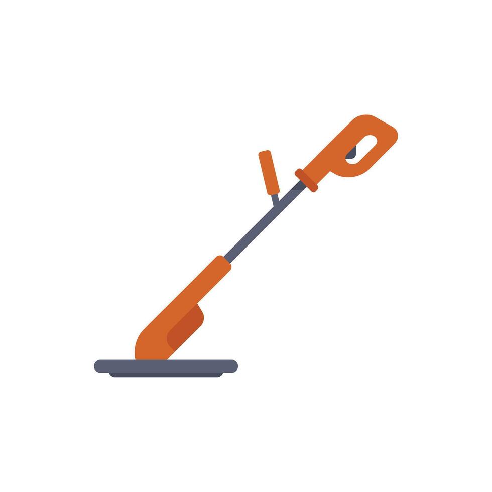 Orange brushcutter isolated on white background is cutting grass vector