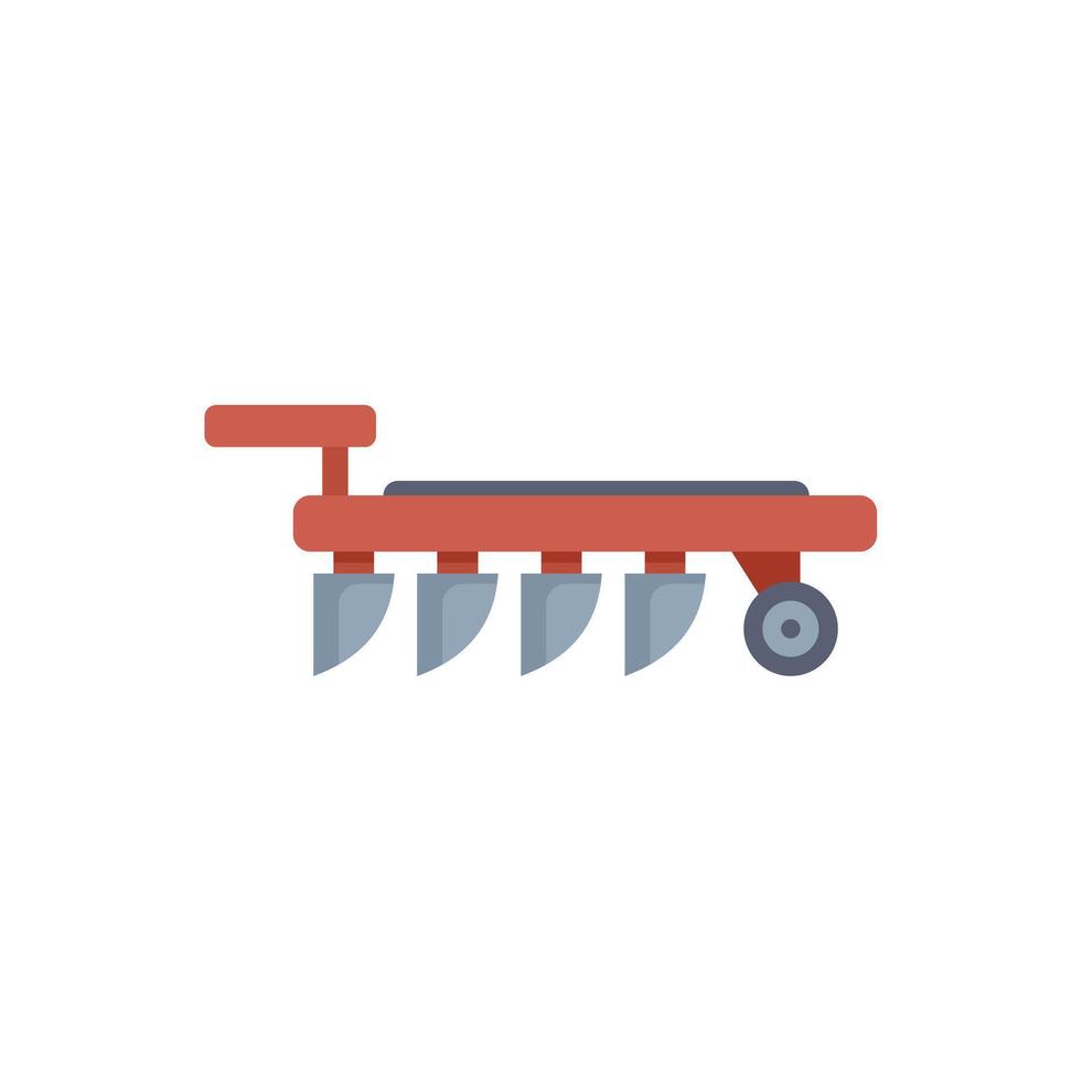 Red plow preparing soil for sowing season icon vector