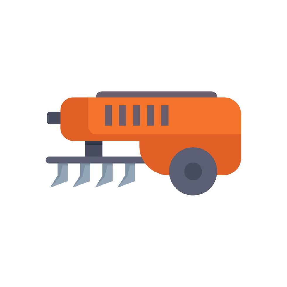Orange seeding machine planting crops in field illustration vector