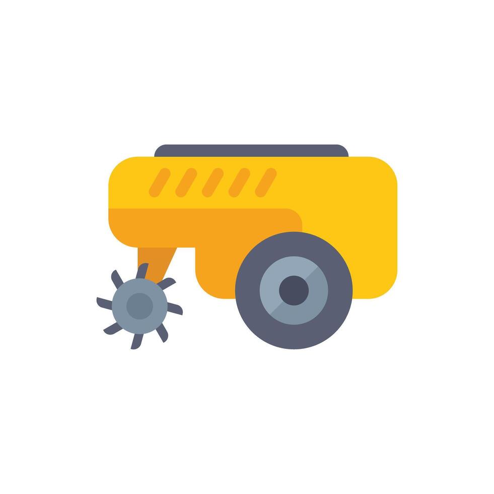 Yellow combine harvester harvesting crops on white background vector