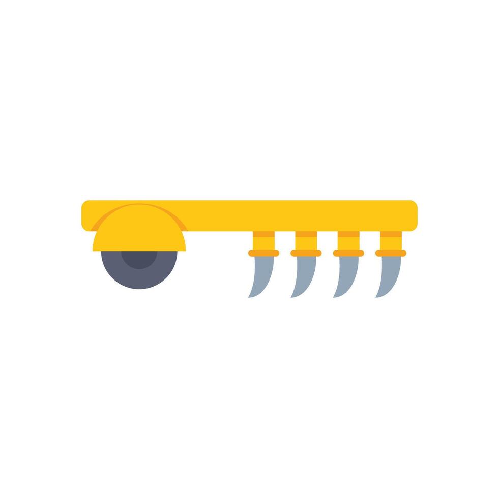 Yellow agricultural cultivator plowing machine farming icon vector