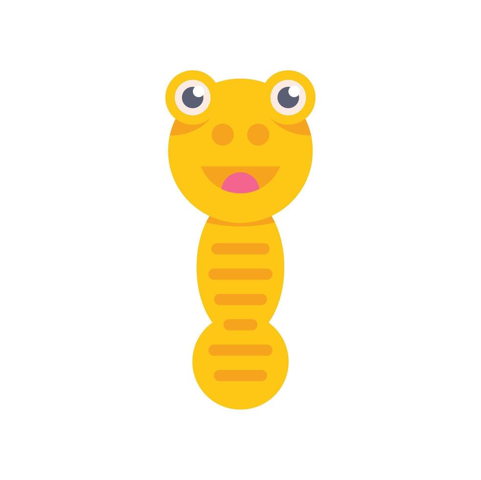 Cute yellow worm smiling and having fun vector