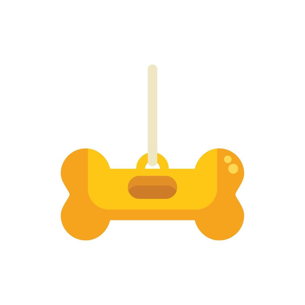 Golden dog tag hanging on white background vector