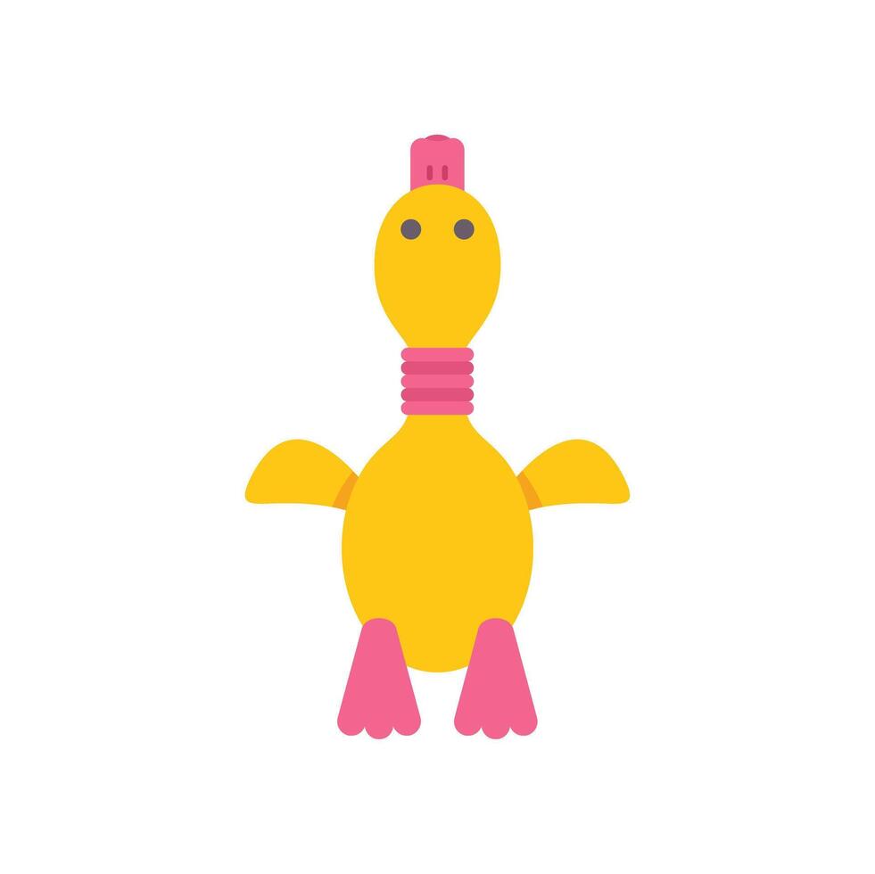 Yellow rubber duck toy standing spreading wings isolated vector