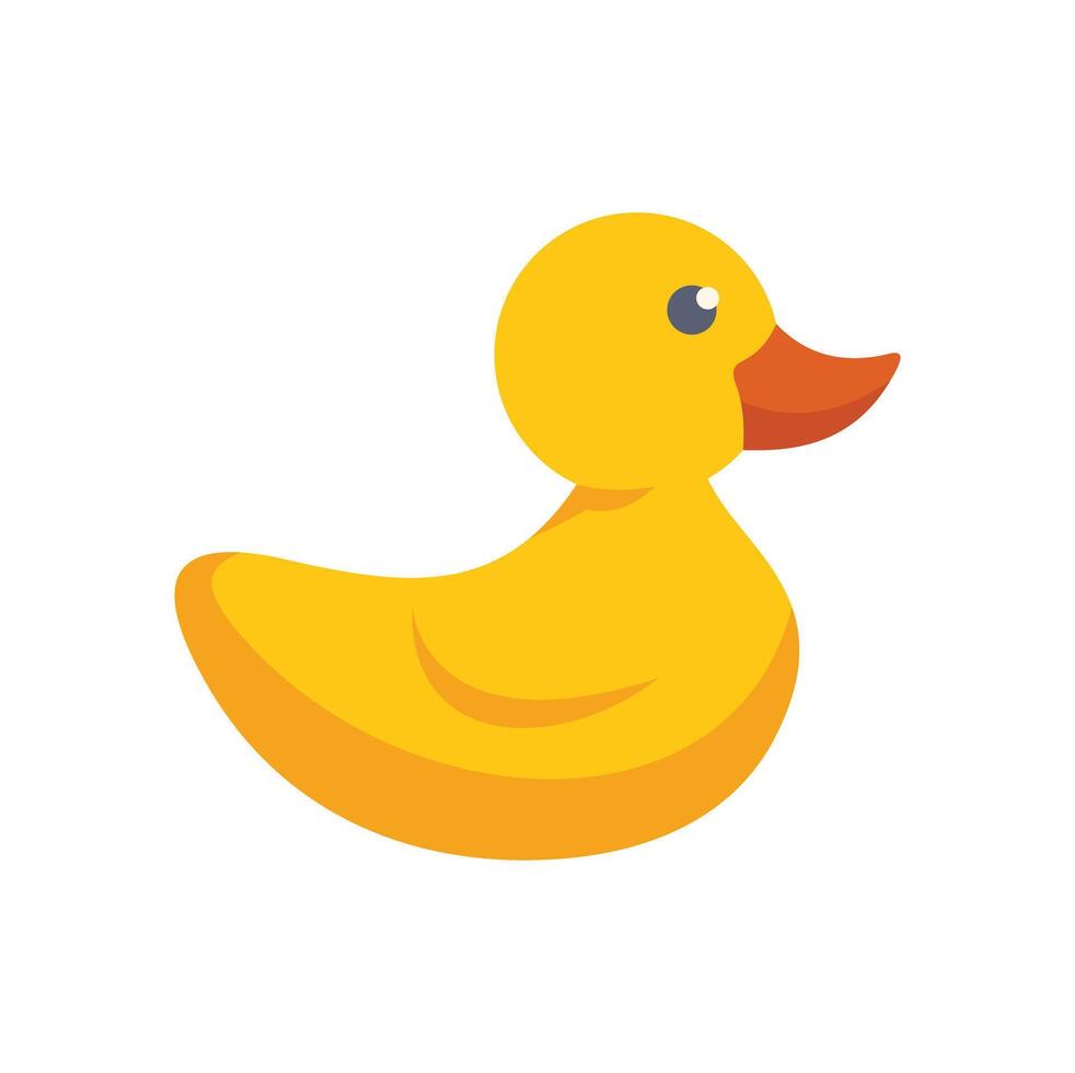 Yellow rubber duck toy floating on water surface vector