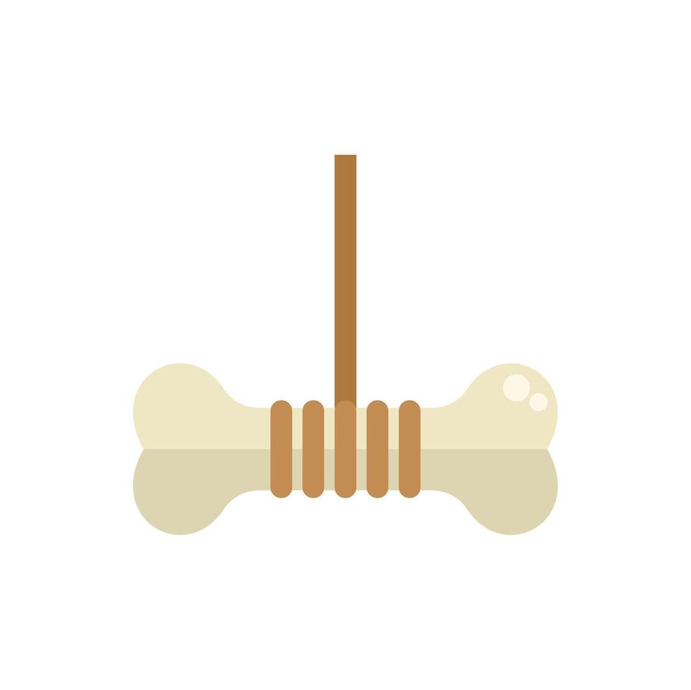 Big bone hanging from a rope on white background vector