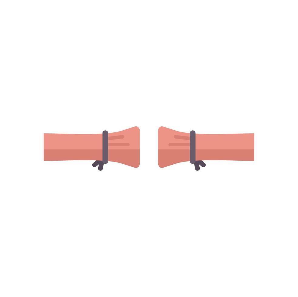 Two hands tied up with rope behind back concept of addiction or hostage vector