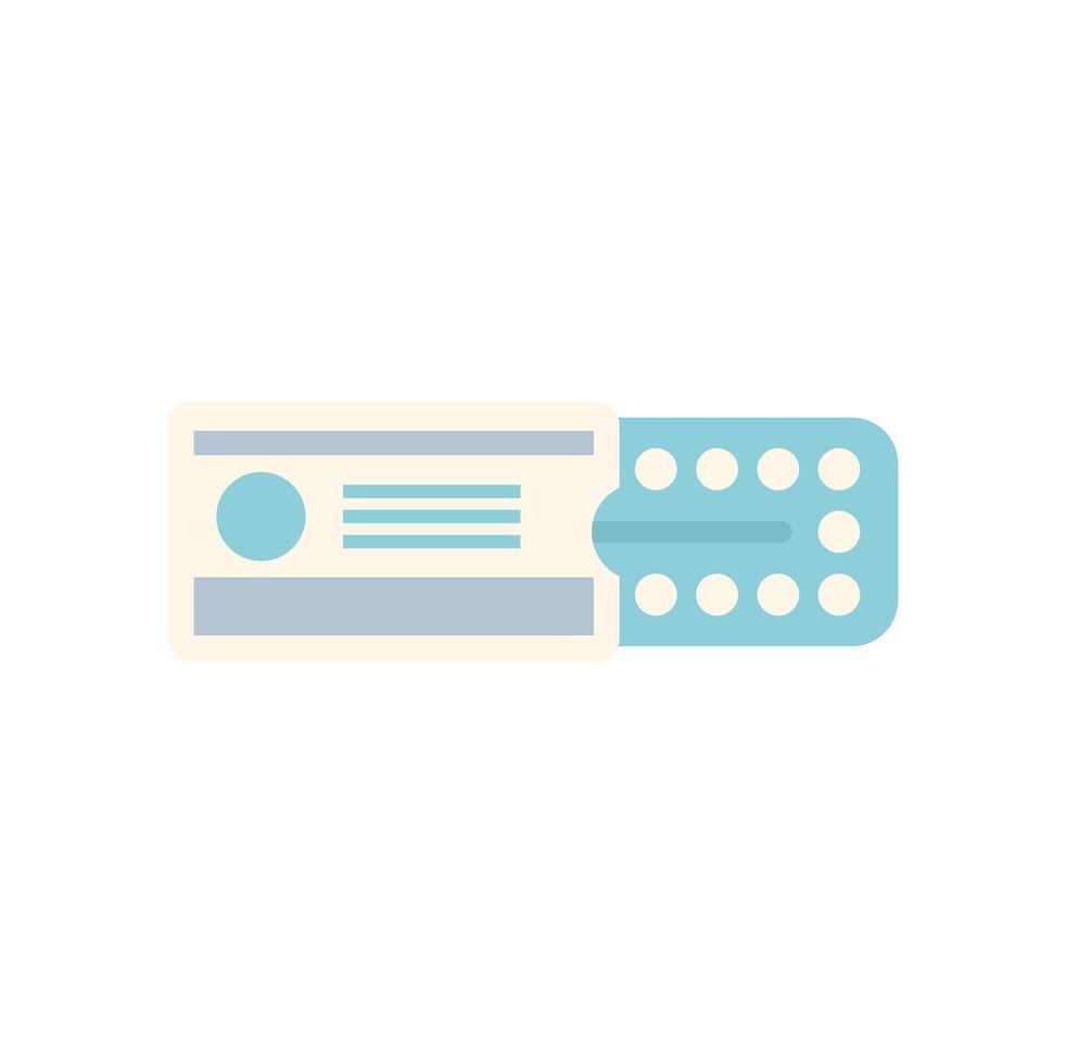 Contraceptive pills blister pack lying near leaflet describing dosage vector