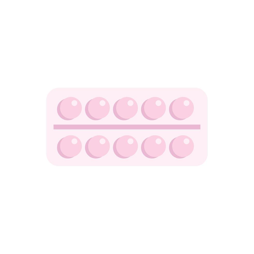 Pink round pills blister pack showing medical treatment vector