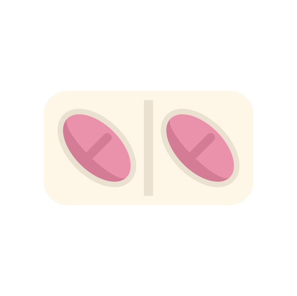 Blister pack containing two pink oval tablets vector