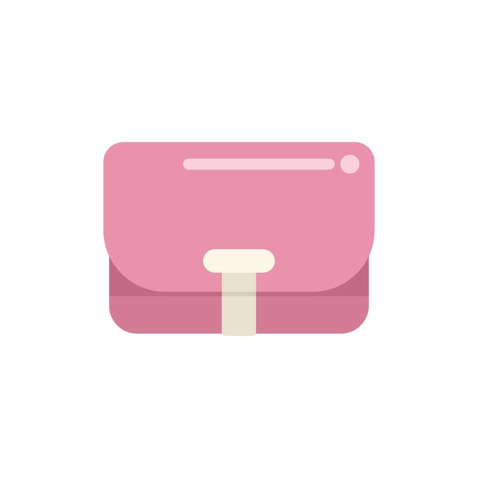 Pink ladies purse with clasp fastening in flat cartoon style vector