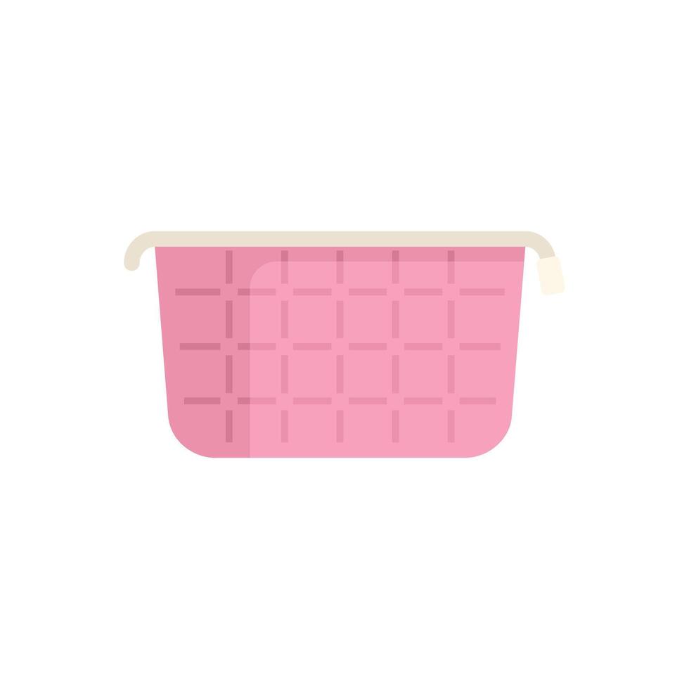 Empty rectangular pink plastic basket with handles isolated on white background vector