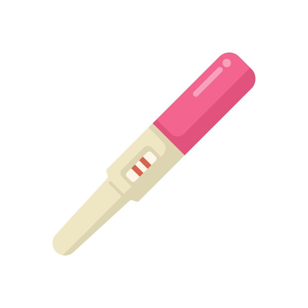 Pink pregnancy test showing positive result icon vector