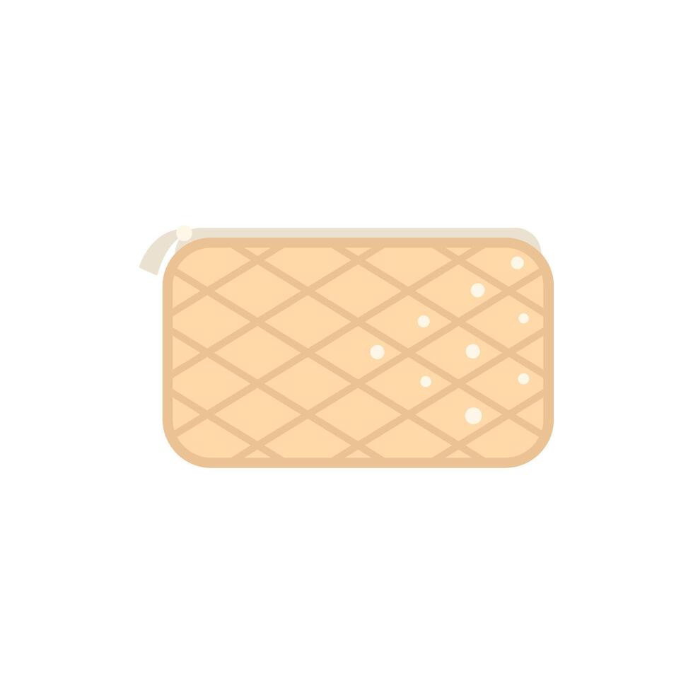 Beige quilted pencil case with zipper closing showing organization vector