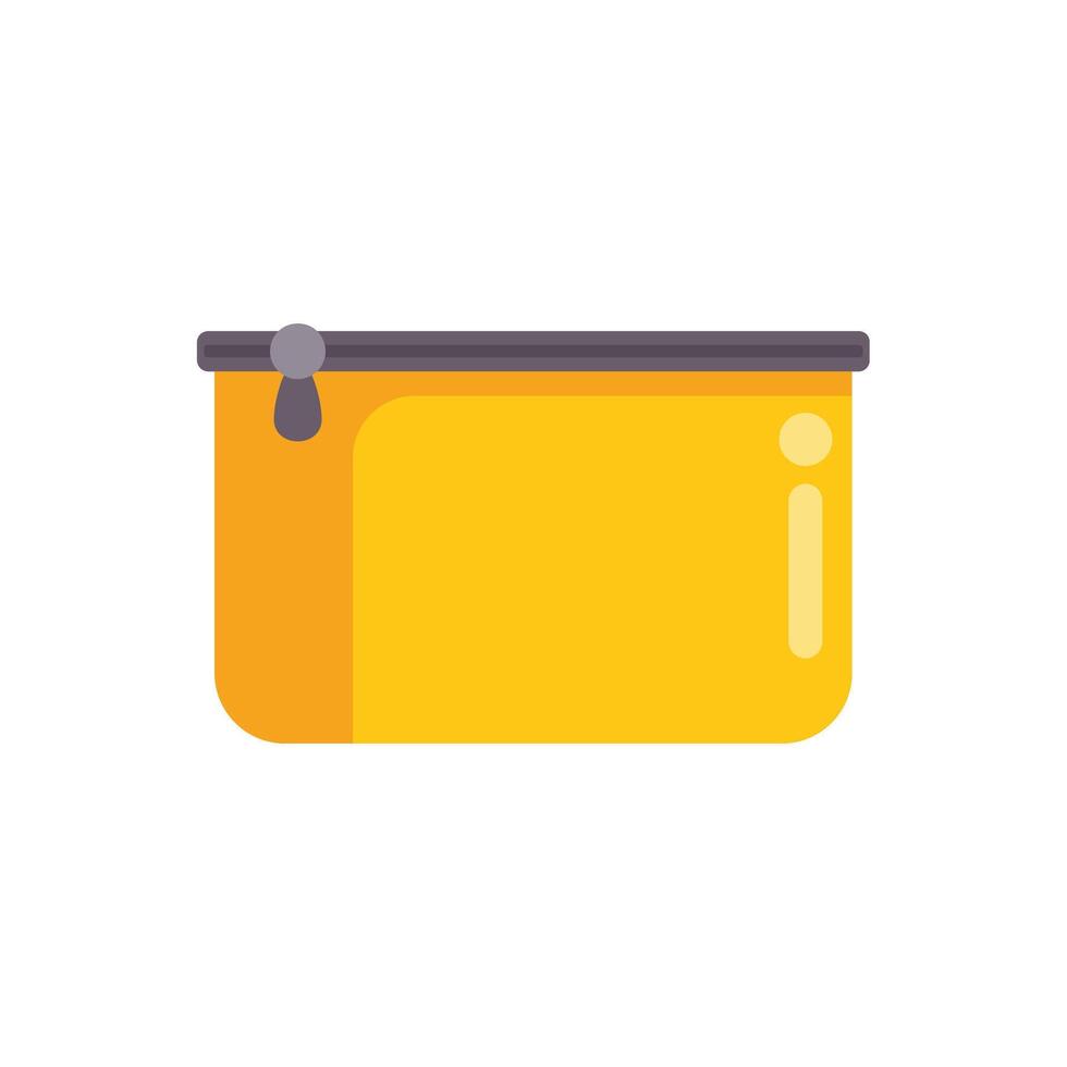 Yellow pencil case closed with zipper showing minimalist design vector