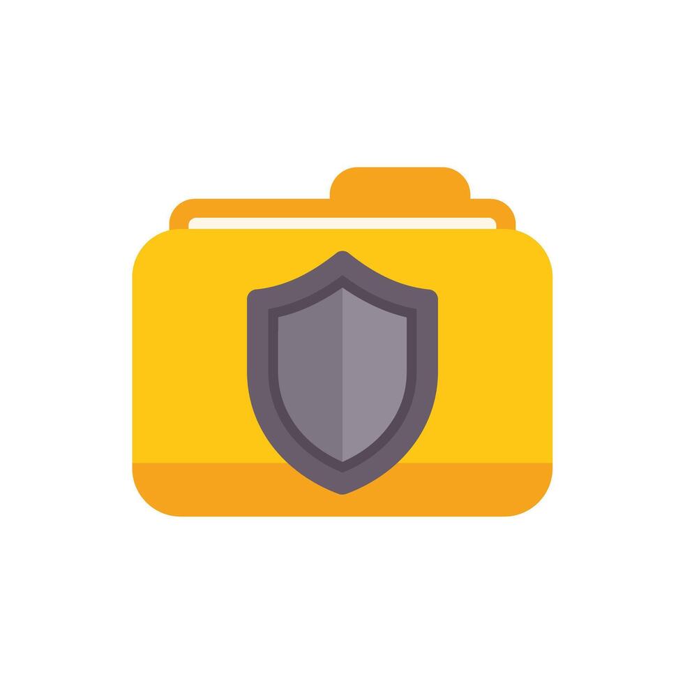 Yellow folder icon protecting data with a shield vector