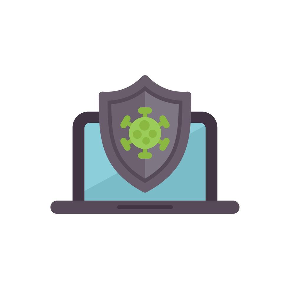 Antivirus shield protecting laptop from virus attack vector