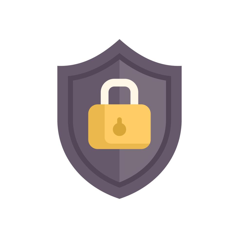 Security shield protecting with padlock icon in flat style vector