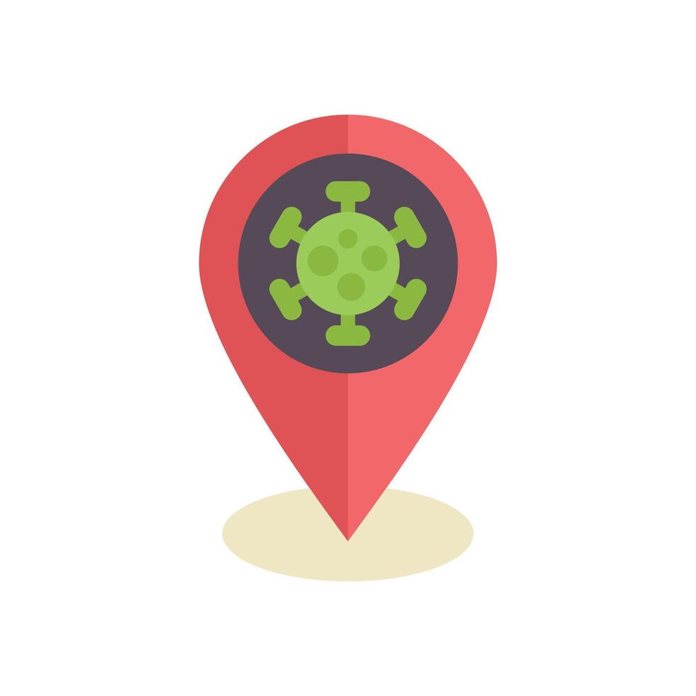 Red location pin pointing virus or bacteria icon vector