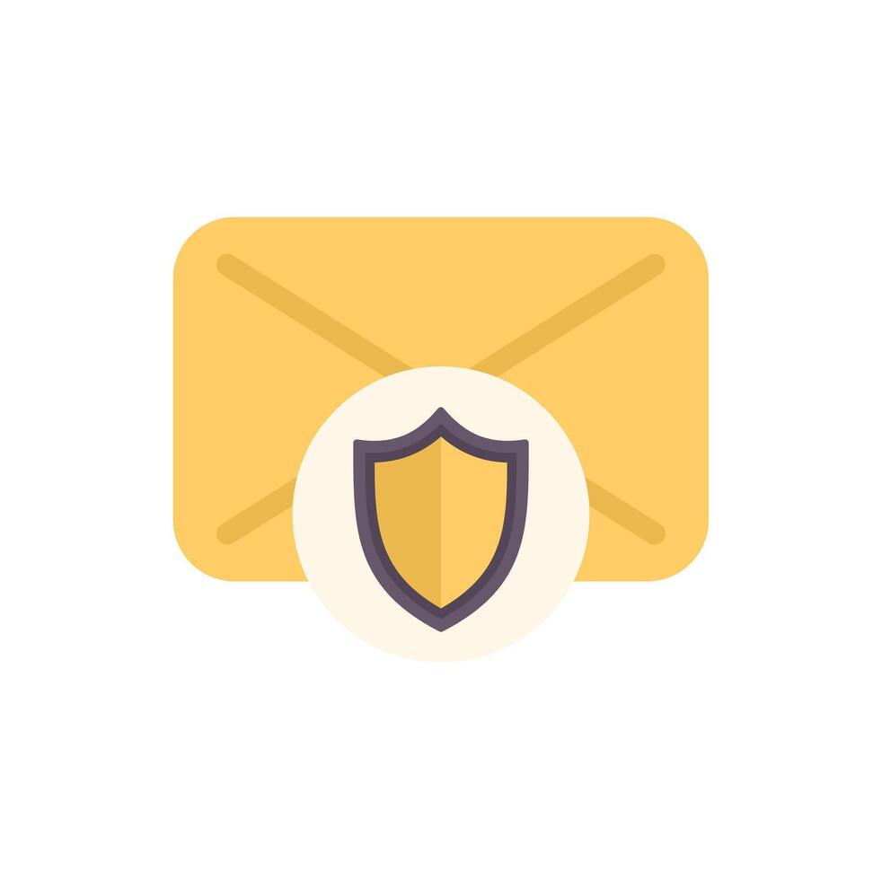 Yellow envelope providing secure email protection with shield icon vector