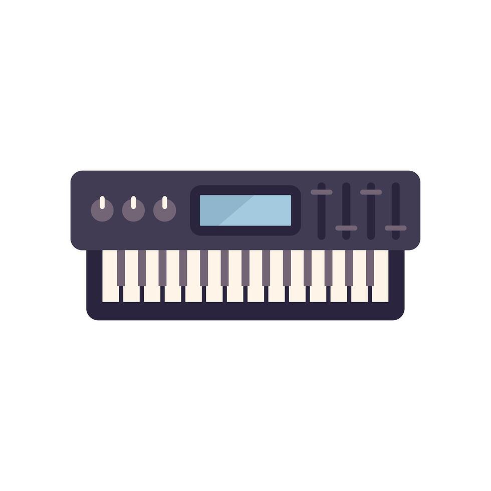 Electronic piano keyboard synthesizer showing musical instrument for studio recording vector