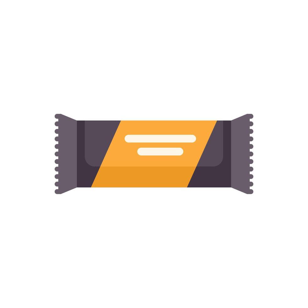 Chocolate bar with yellow wrapping paper is lying horizontally vector