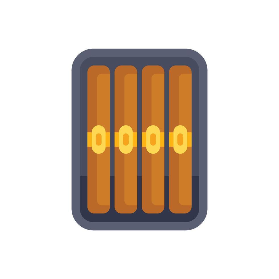 Cuban cigars inside wooden box minimal illustration featuring four cigars vector