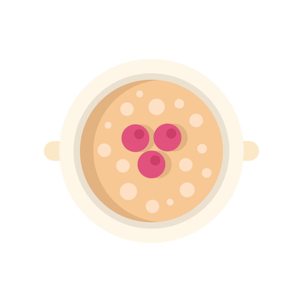 Bowl of porridge with berries being served for breakfast vector