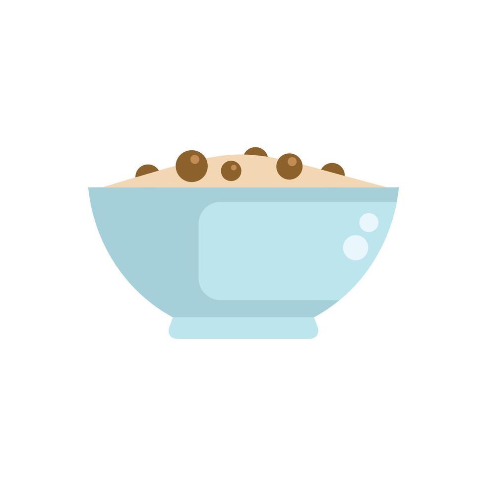 Blue bowl filled with delicious cereal and chocolate chips for breakfast vector