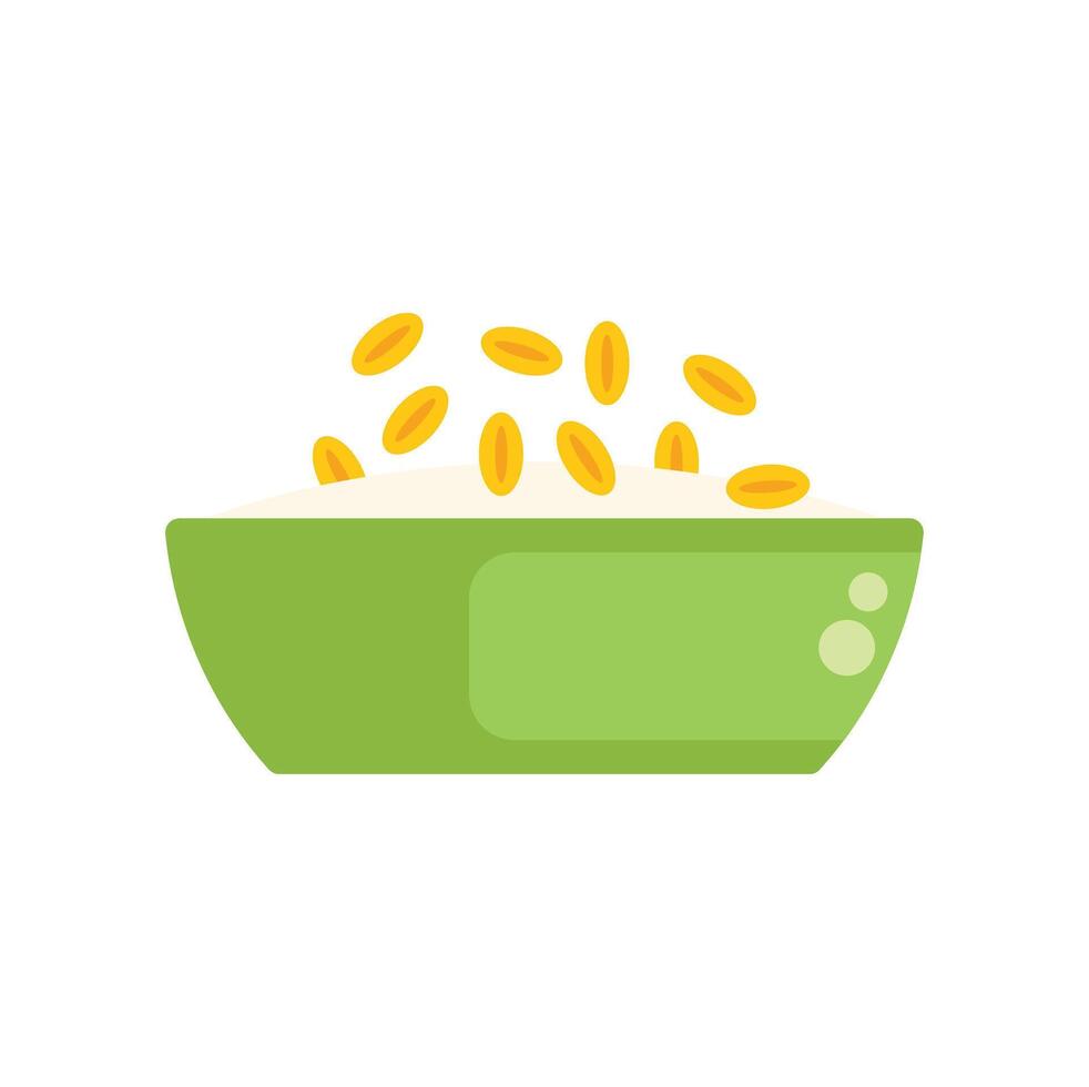 Green bowl being filled with cereal for breakfast vector
