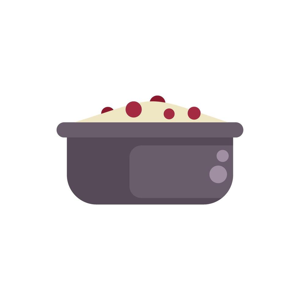 Bowl is filled with delicious semolina porridge with cranberry for breakfast vector