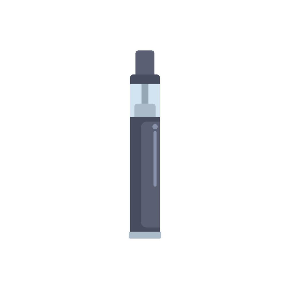 Black electronic cigarette device with cartridge presenting vaporizer technology vector