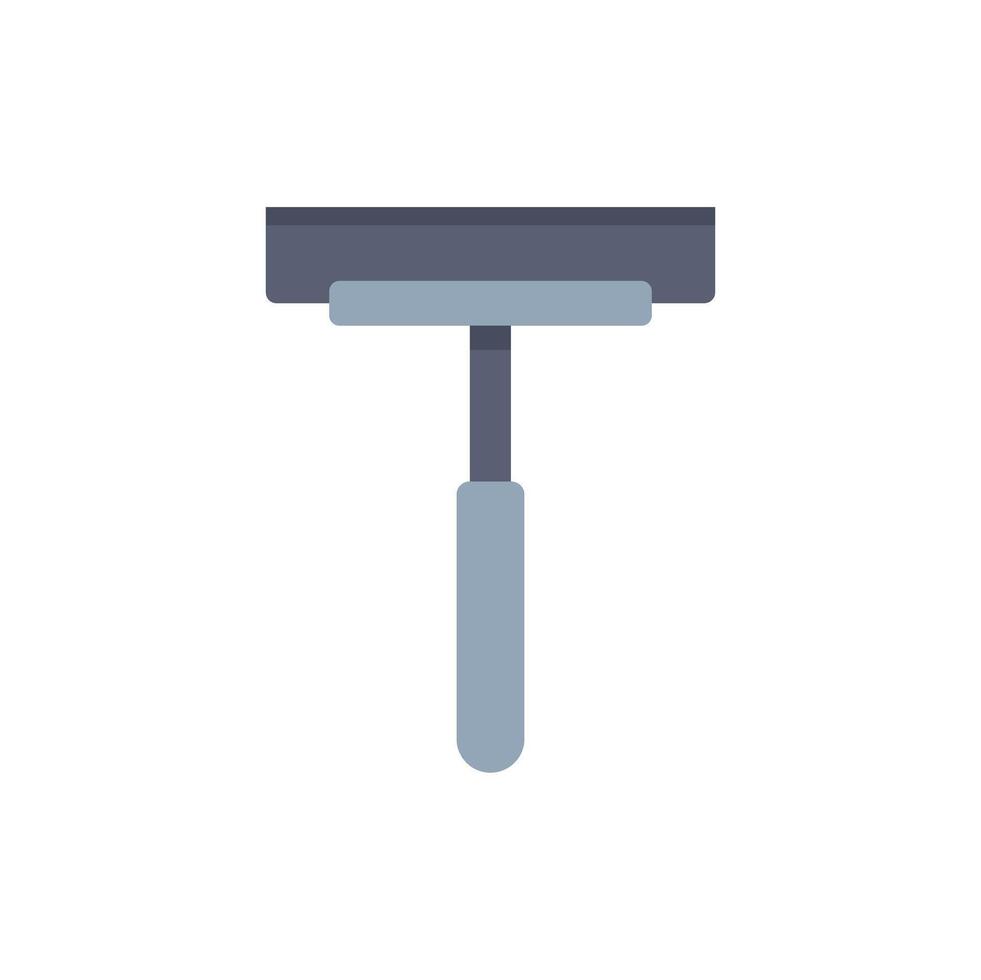 Window cleaning squeegee with rubber wiper blade and handle vector
