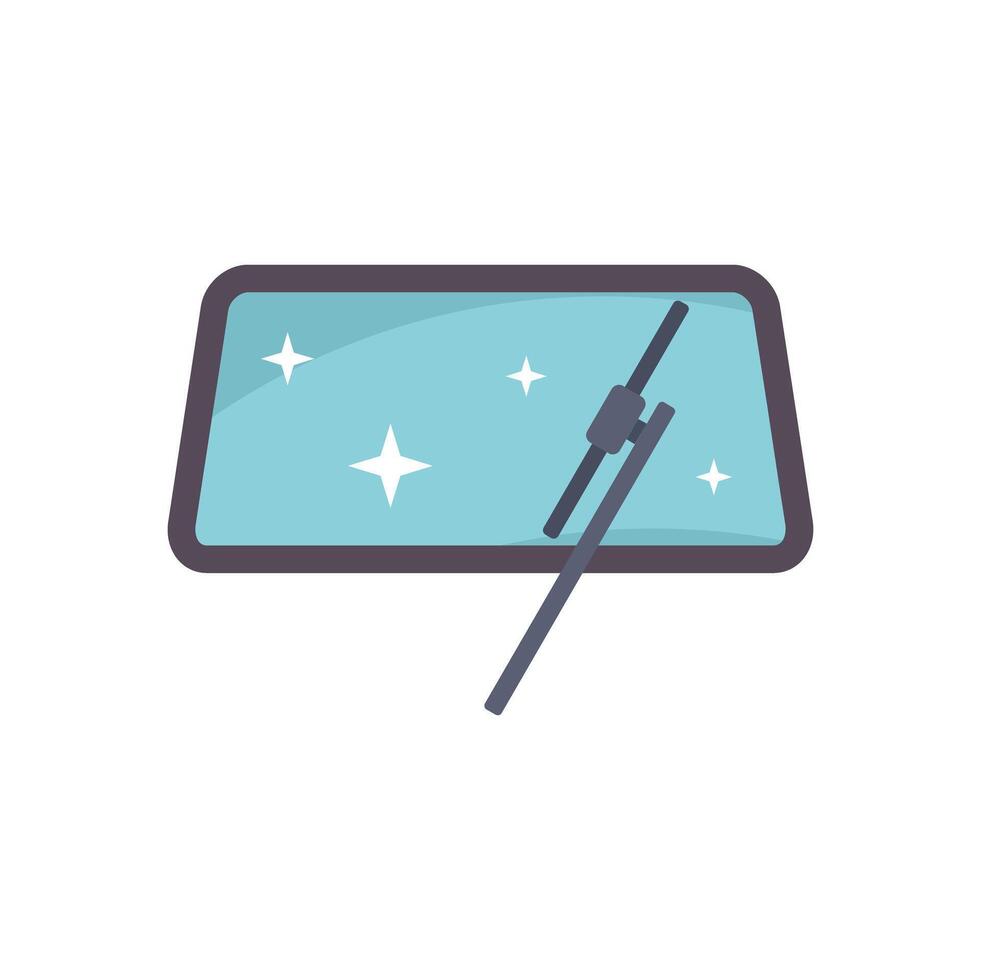Windshield wiper cleaning a shiny windscreen, car wash service vector