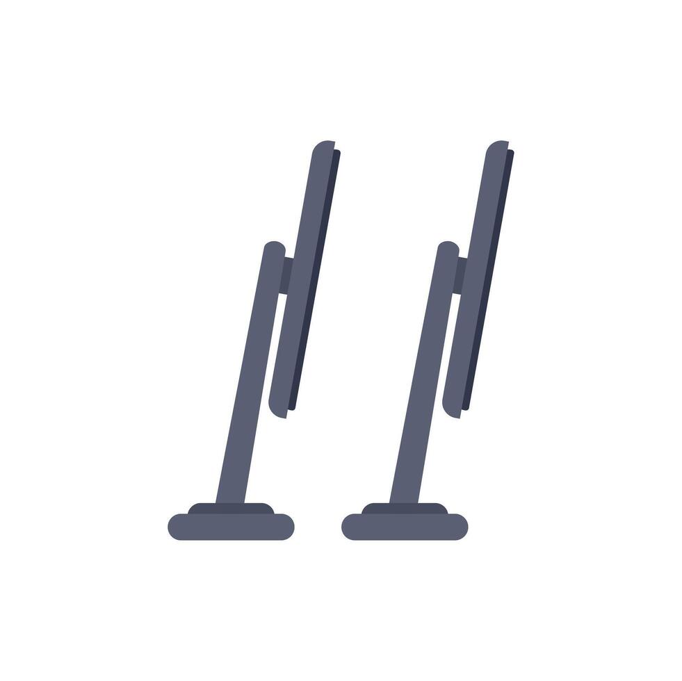 Two computer monitors standing side by side on white background vector