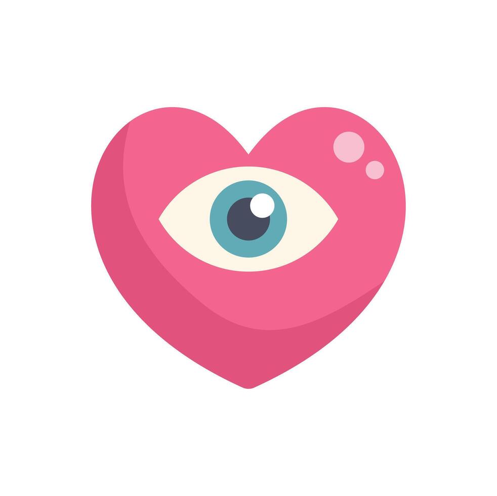 Big brother is watching you lovingly, pink heart with eye looking at you vector