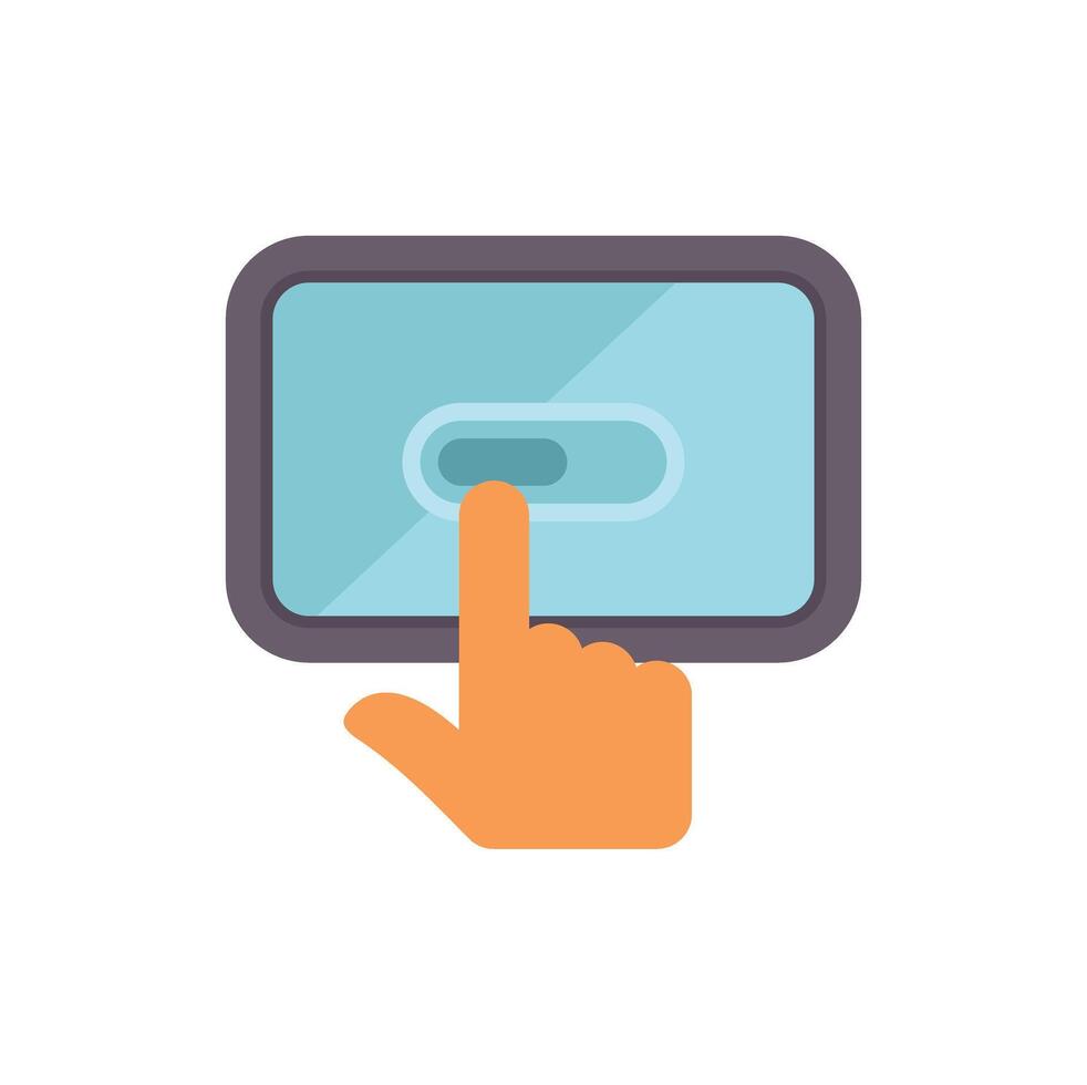 Hand using digital tablet with loading bar on screen vector