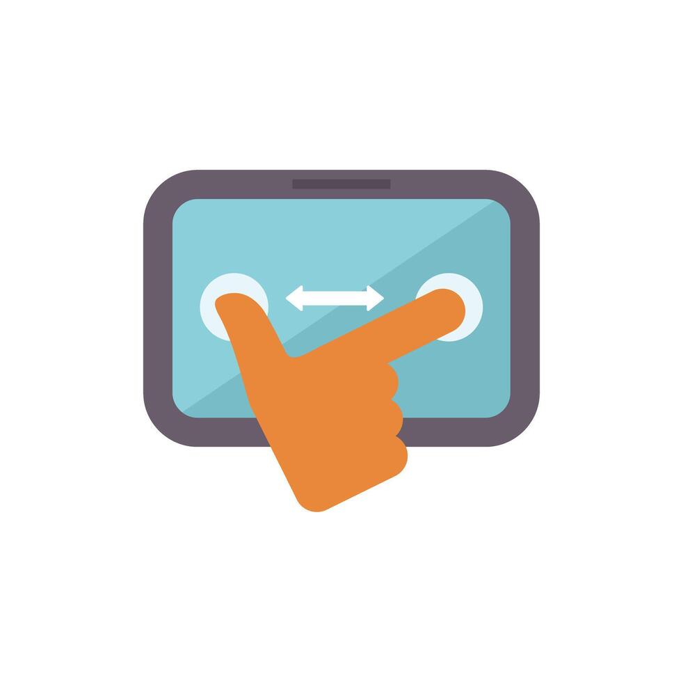 Hand zooming on touchscreen with two fingers icon vector