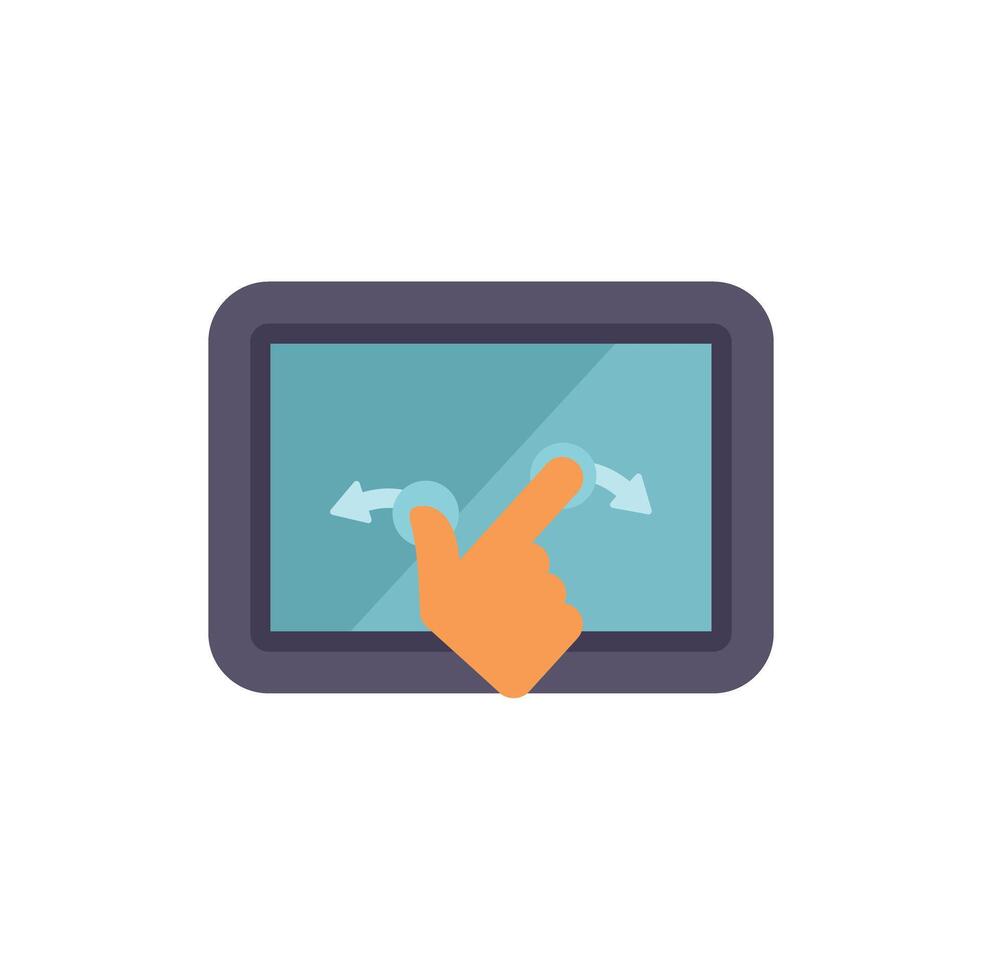 mano utilizando digital tableta zoom con dos dedos gesto vector