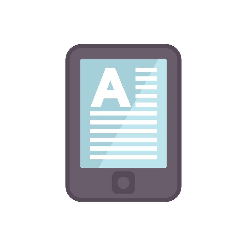 Modern ebook reader displaying digital book content vector