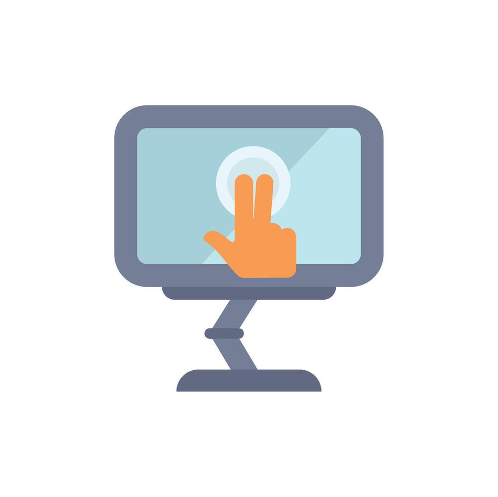 Hand gesturing double click on computer screen icon vector