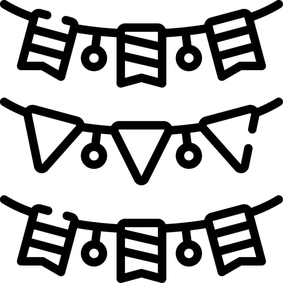 A set of black and white bunting flags vector