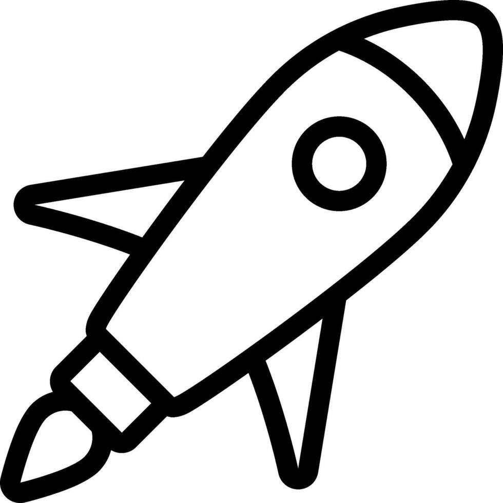 A black and white drawing of a rocket vector