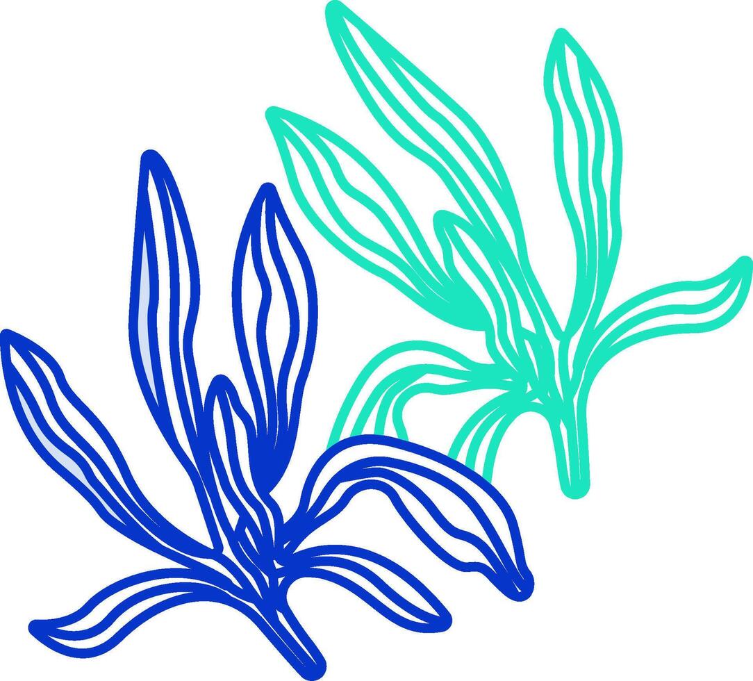 Two blue and green plants are shown on a white background vector